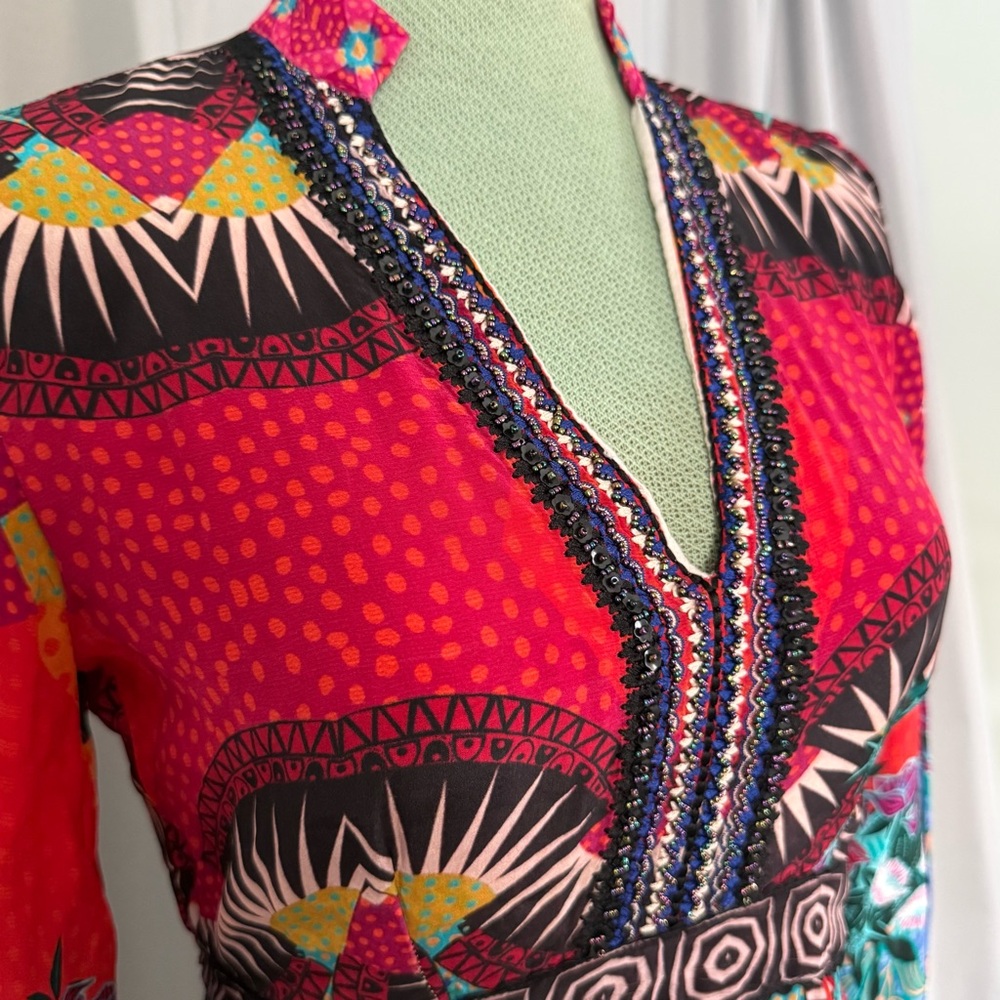 Bhanuni by Jyoti x Anthropologie Beaded Maxi Midi Dress, Size 0 Petite - Picture 5 of 15